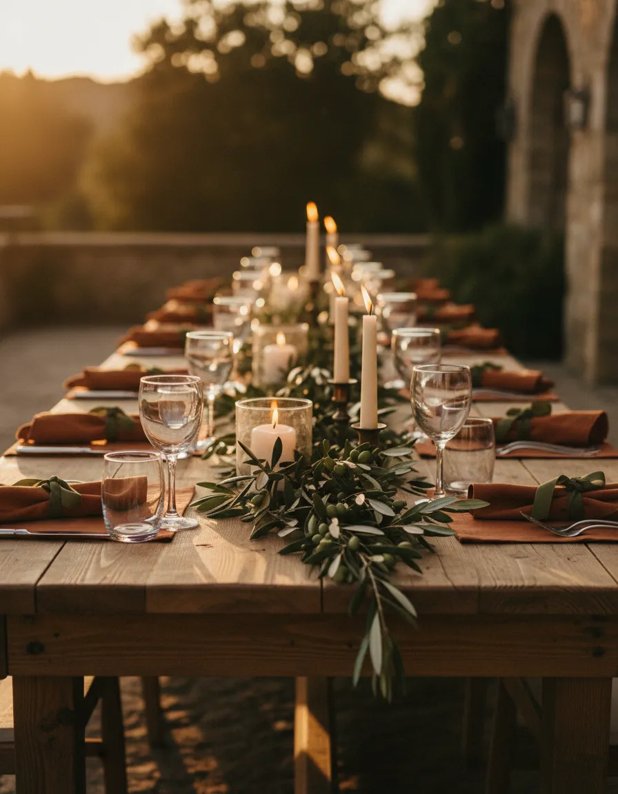 Detalle elegante de un evento en una finca