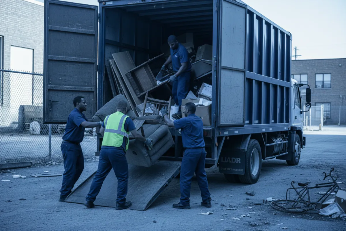 Blue-collar service business on-site, navy-blue grading