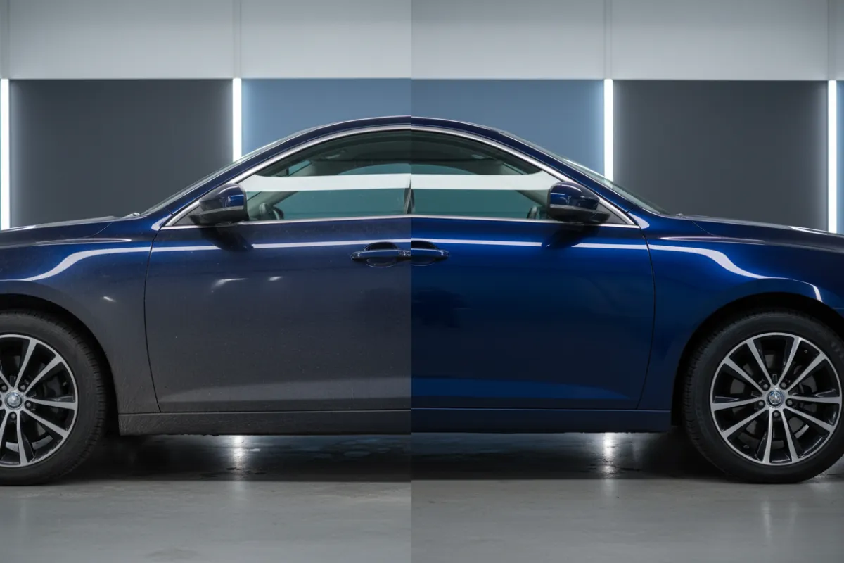 Before and after professional auto detailing example