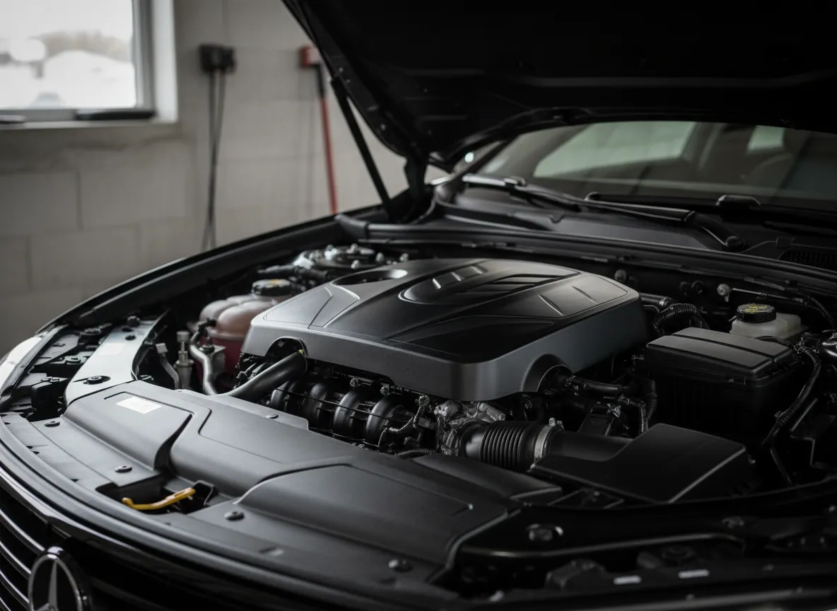 Clean engine bay after professional detailing