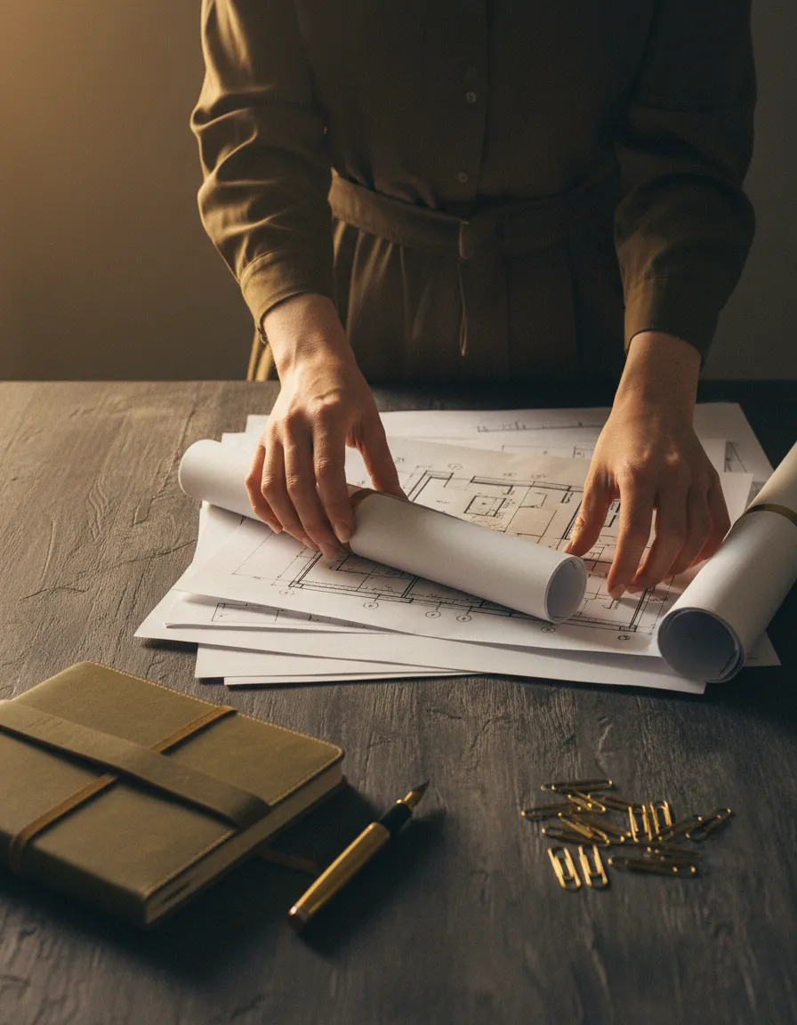 Woman reviewing her operational frameworks in a workshop space