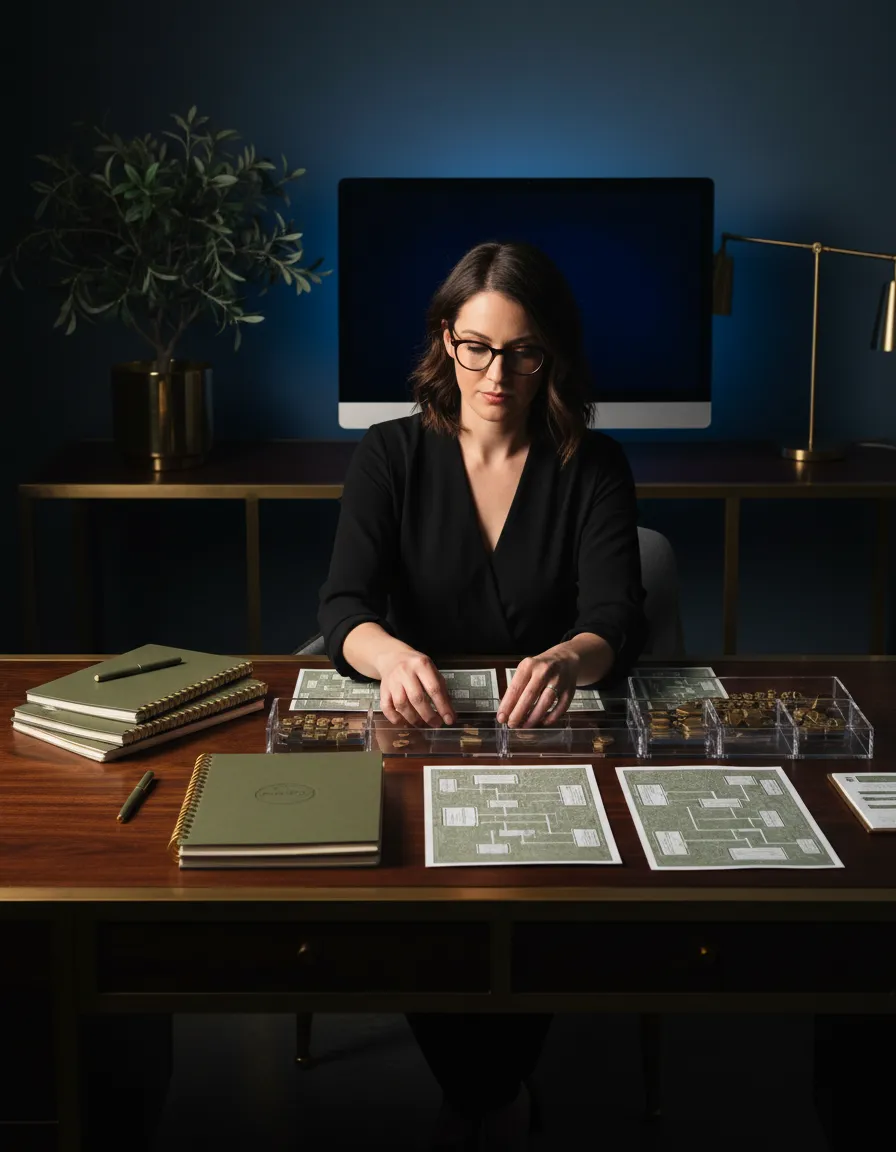 Business owner implementing real systems at her desk