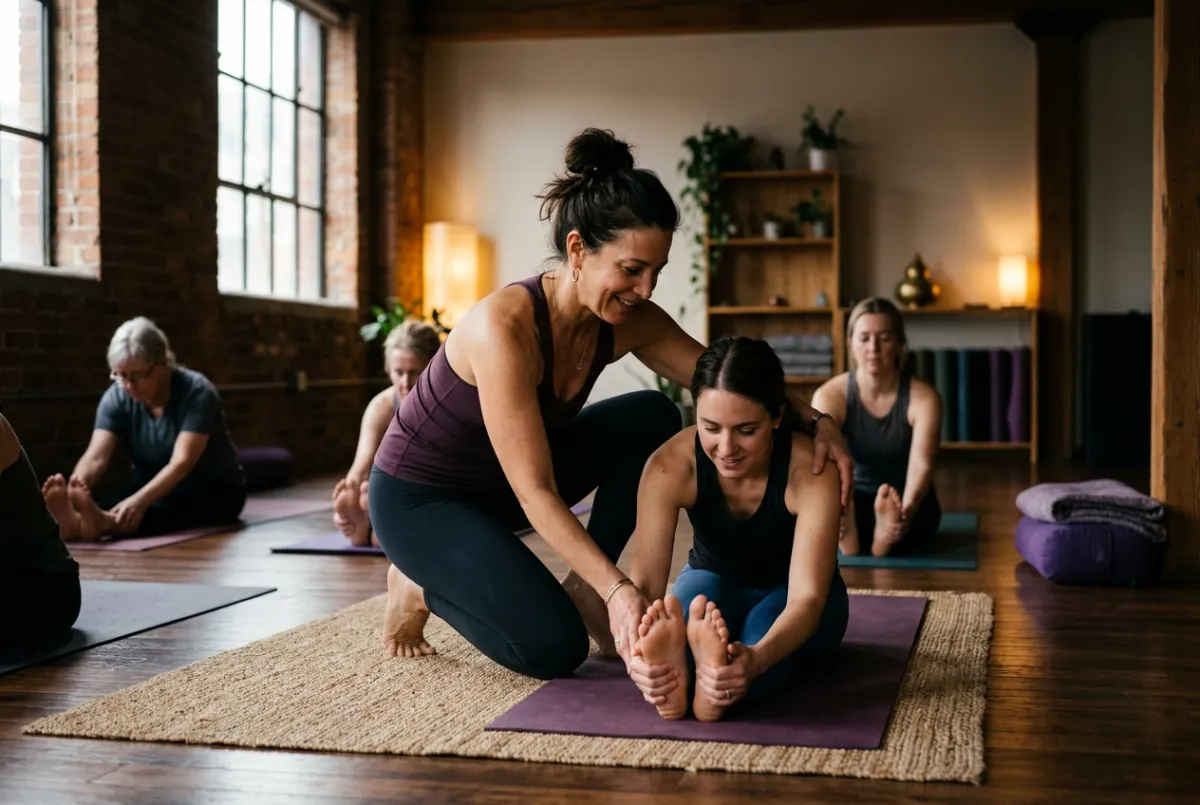 Dr. Lisha Antiqua teaching an intimate embodiment yoga workshop