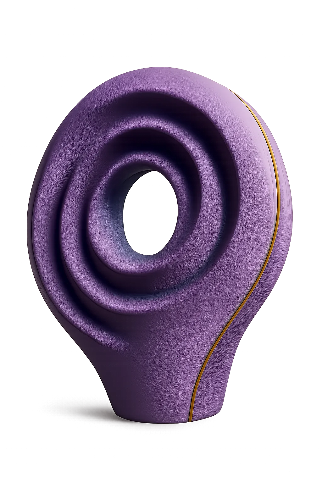 Elegant abstract geometric sculpture depicting connection, continuous growth, and expanding concentric circles in soft purple, teal, and gold tones