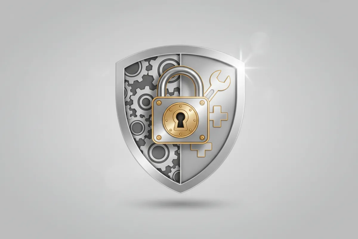 Identity theft help illustration with a locked shield badge