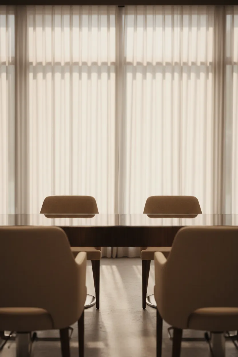 Soft-focus lifestyle image of a calm salon environment reflecting modern minimalism