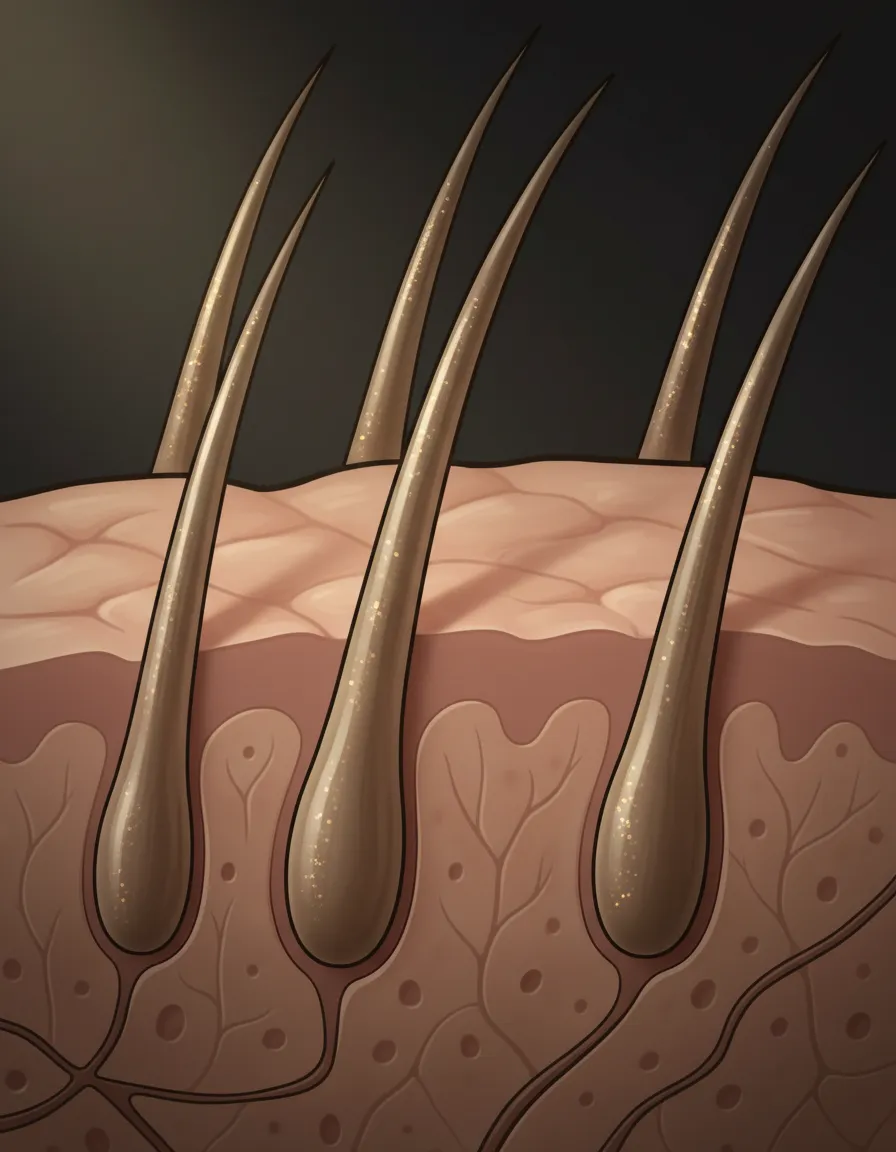 Microscopic view of healthy scalp and follicle vitality illustration