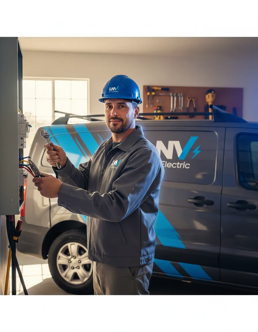 Professional LNV Electric electrician working on a residential panel