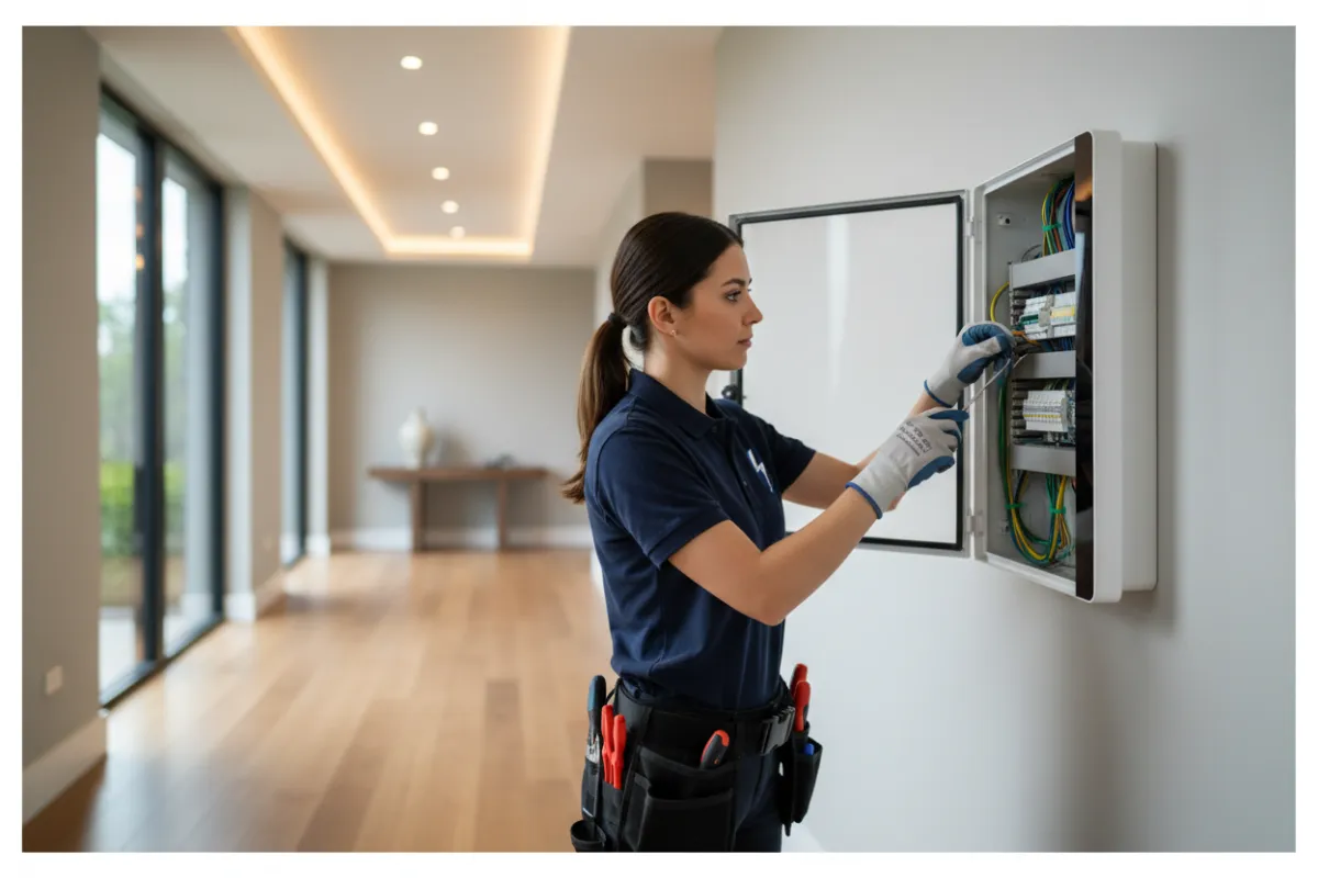 Certified electrician upgrading a home electrical panel