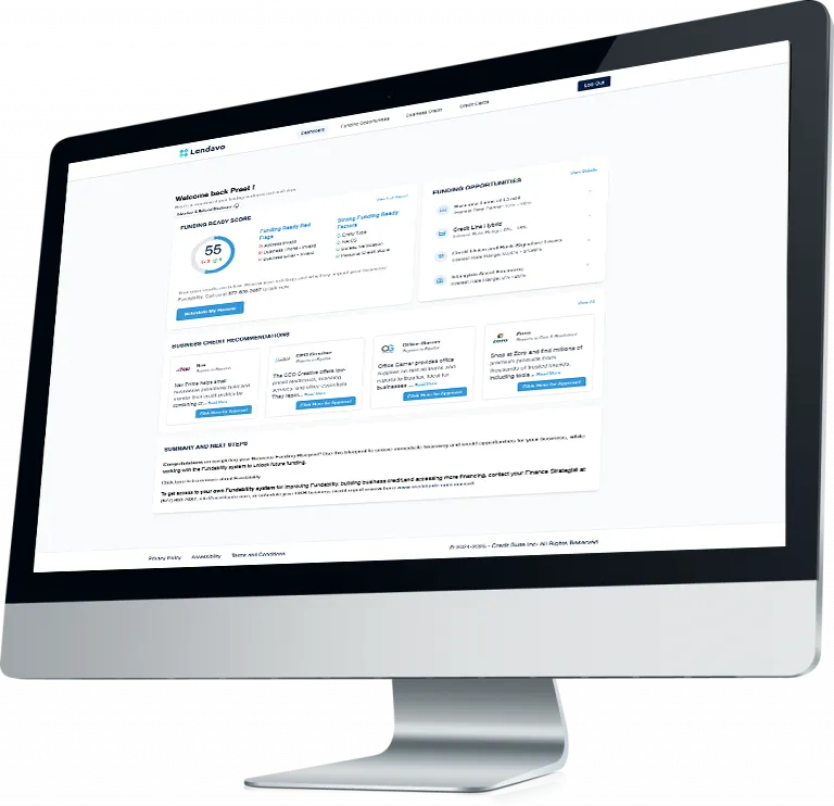 Lendavo Dashboard on Monitor