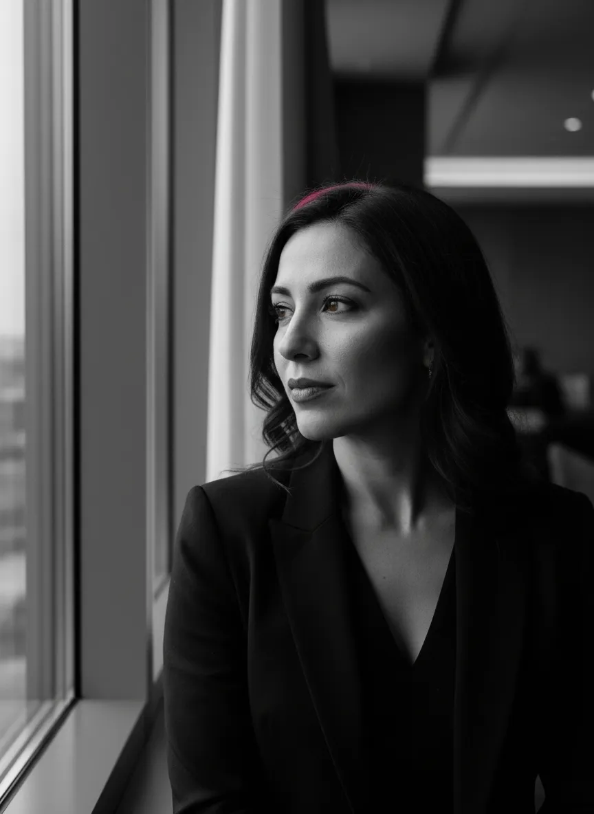 A phenomenal woman looking thoughtfully out of a window, representing untapped potential and the internal ceiling.