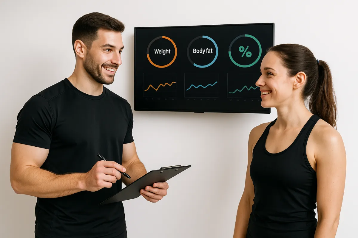 Professional personal trainer standing confidently in training kit