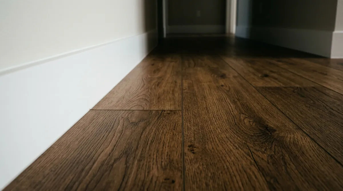 Luxury vinyl plank flooring installation with precision transitions and subfloor leveling