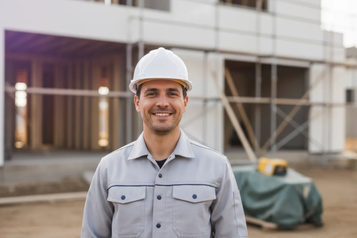 Confident contractor on a job site