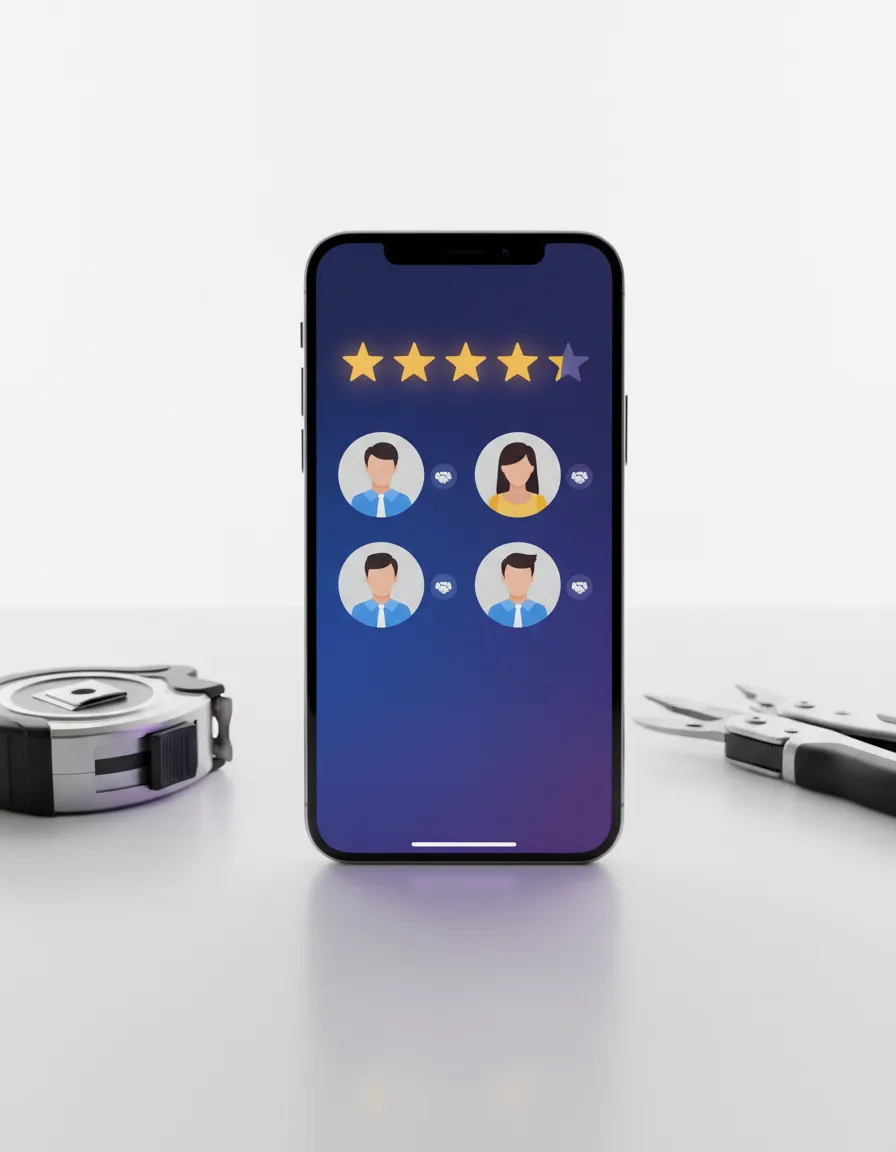 Dashboard showing 5-star reviews system on a mobile device