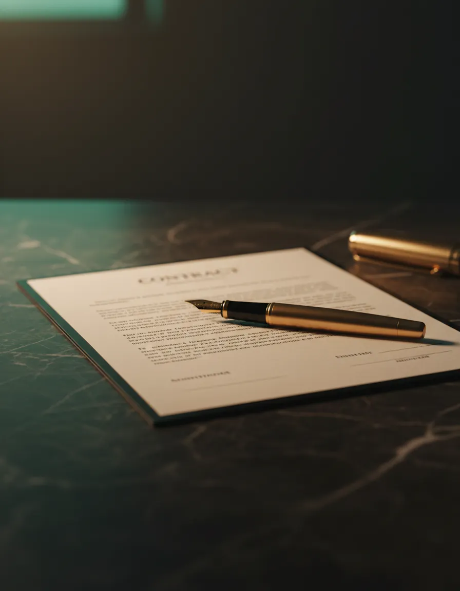 Contrato elegante y planos de financiamiento directo para inversión inmobiliaria