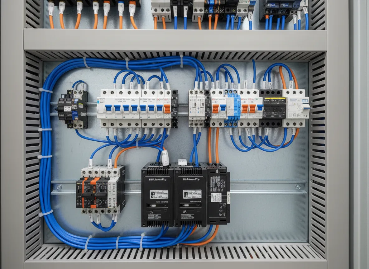Tablero eléctrico industrial con componentes nuevos instalados