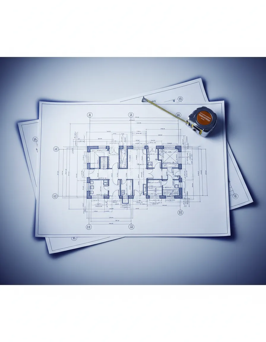 Detailed blueprint and architectural plan depicting construction intent