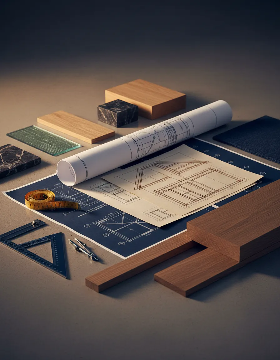 Architectural blueprints and details of a premium home