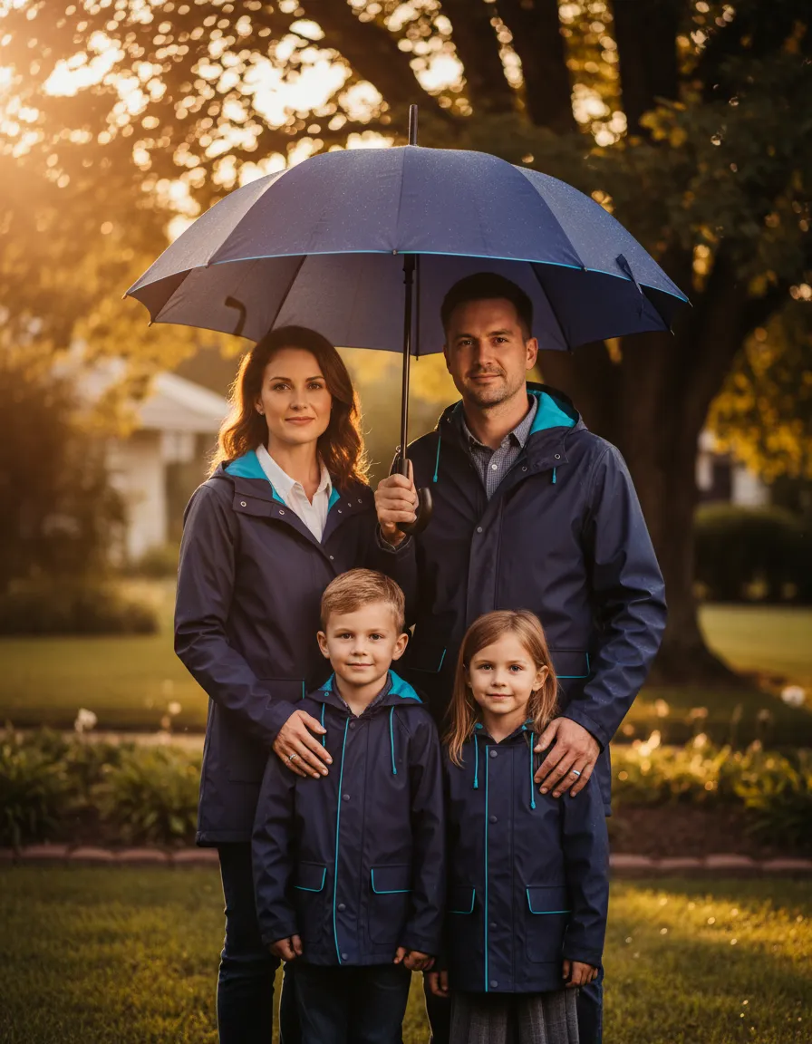 Family feeling secure with umbrella insurance protection