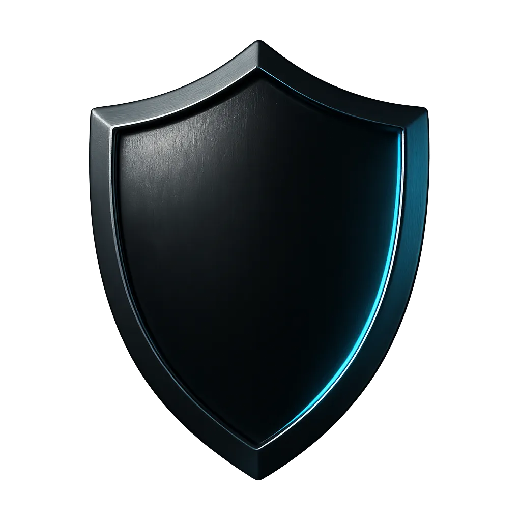 Glowing high-tech security shield graphic