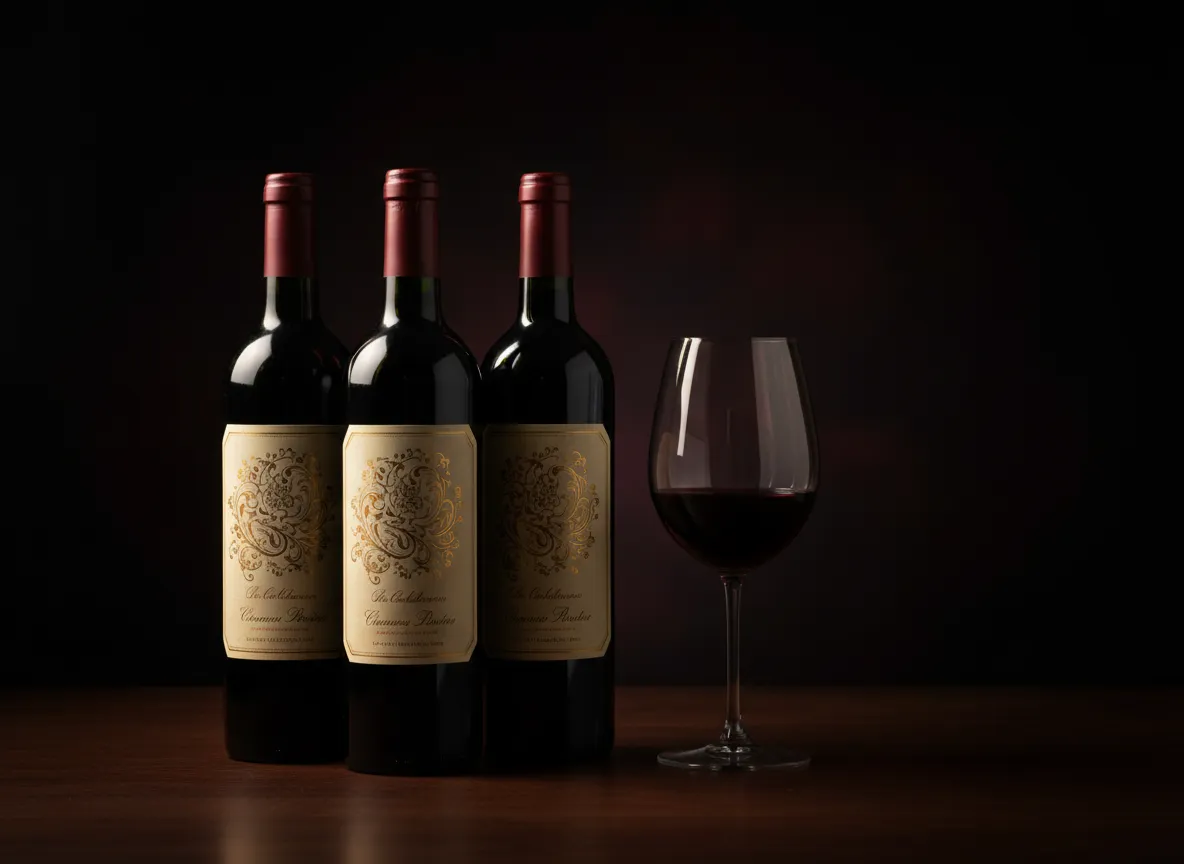 Sticle de vin roșu pe fundal închis