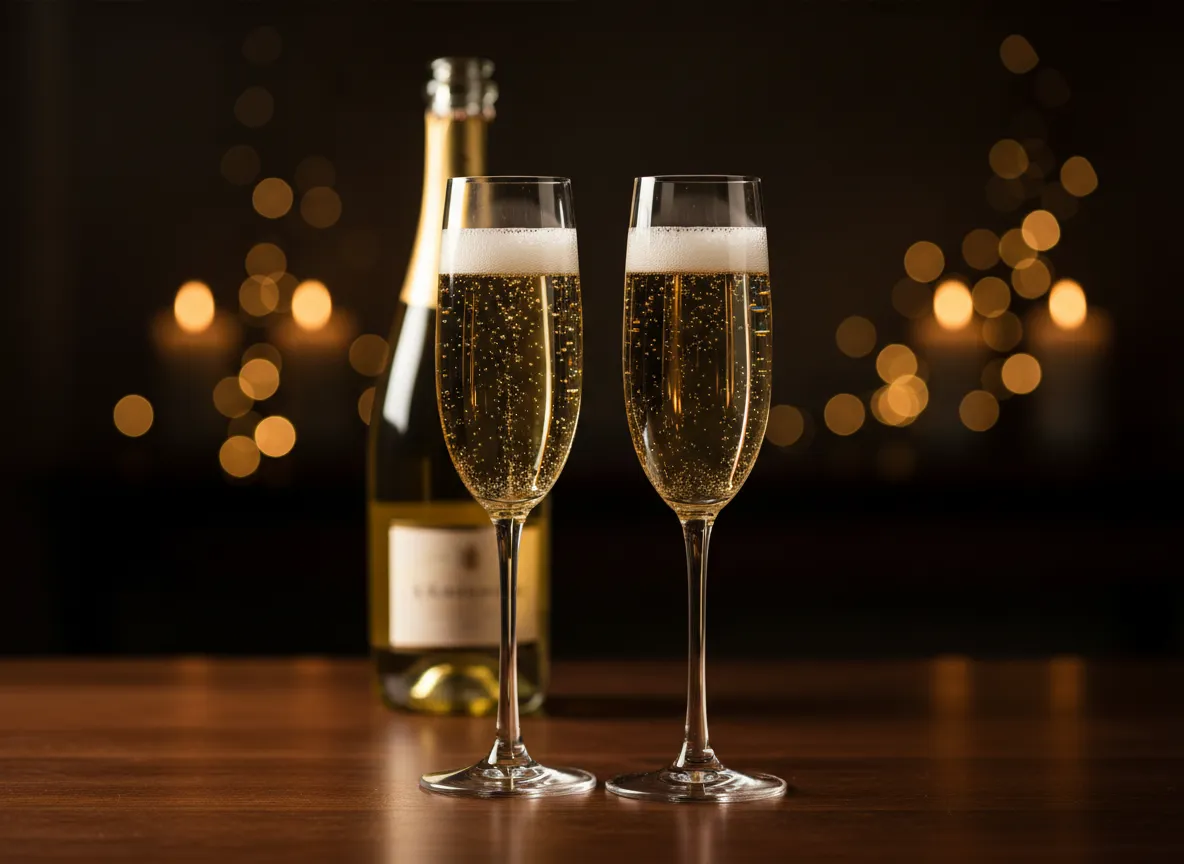 Pahare de șampanie și vin spumant