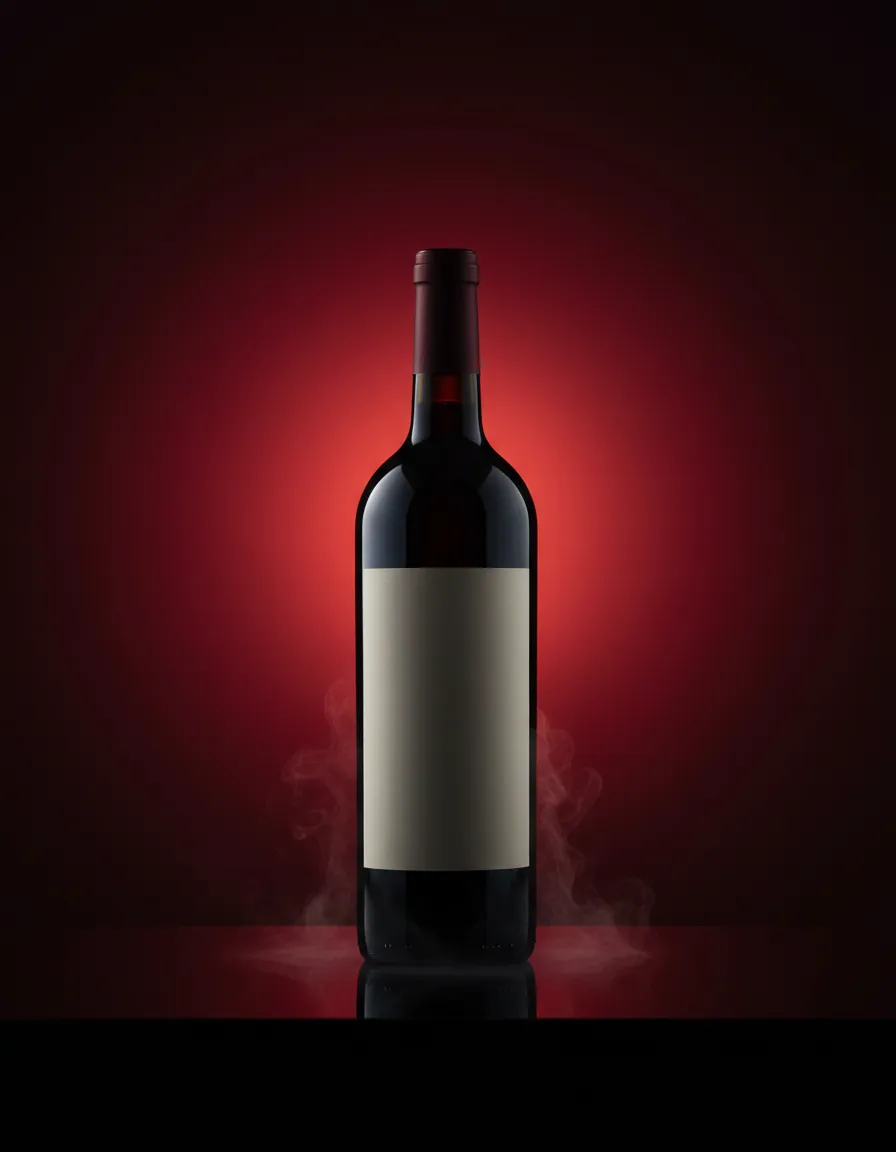 Sticlă de vin roșu premium pe fundal închis