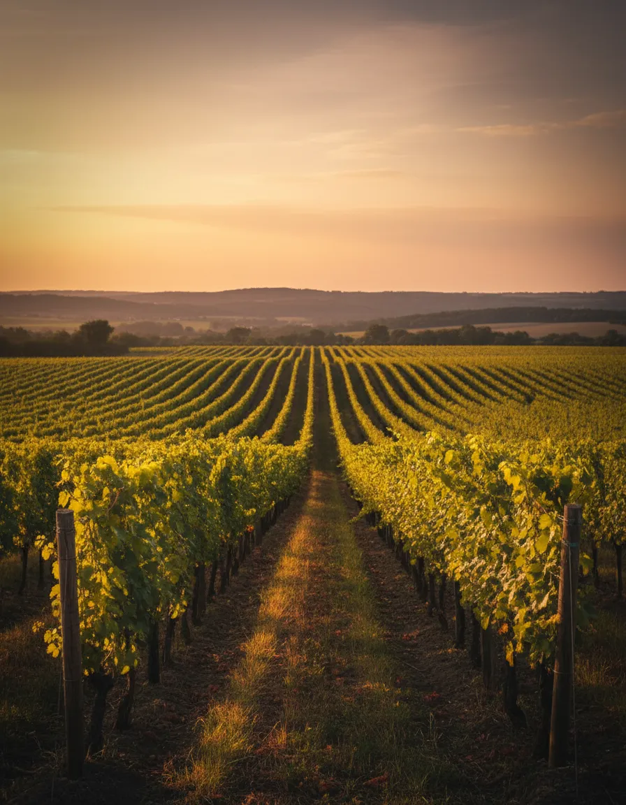 Podgorie într-o lumină caldă de apus