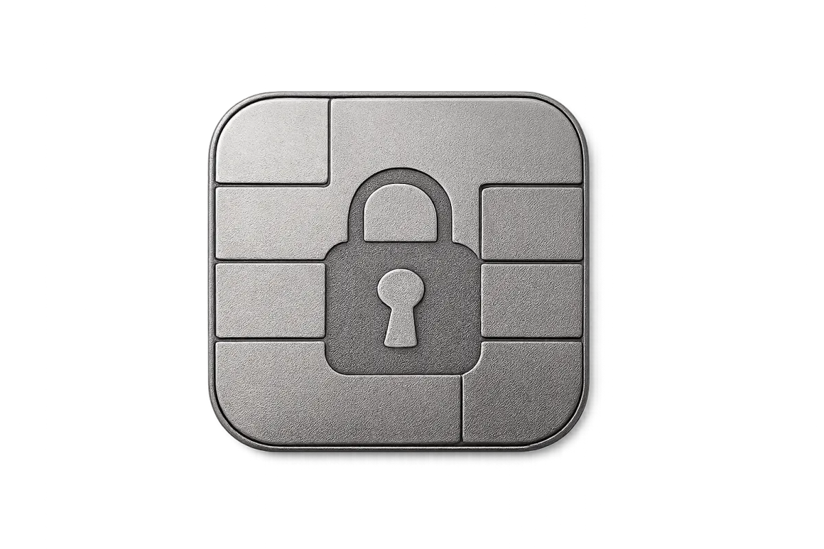 Metallic EMV chip with padlock icon