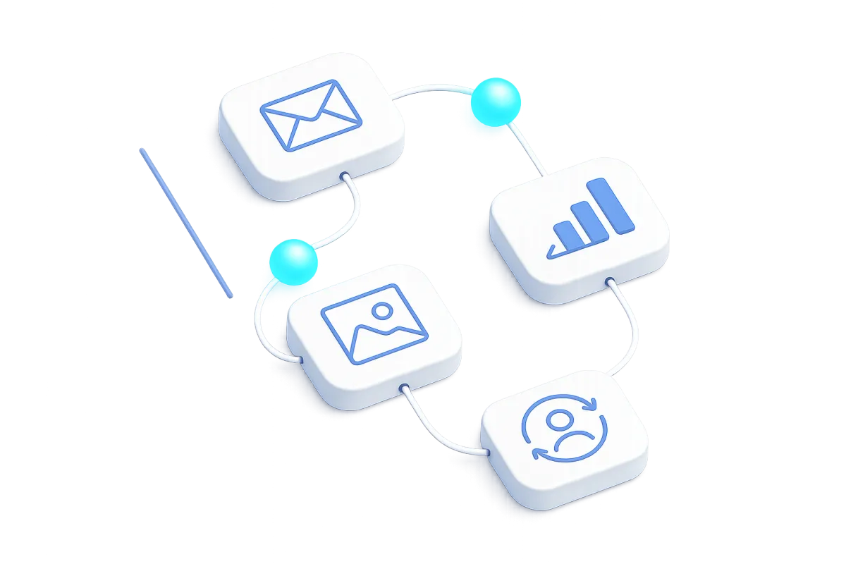 Marketing Suite automation visualizing campaign sequences and analytics