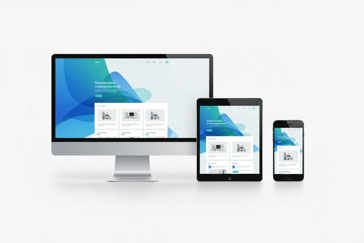 Composite image showing a website displayed on a desktop PC, a tablet, and a mobile phone.