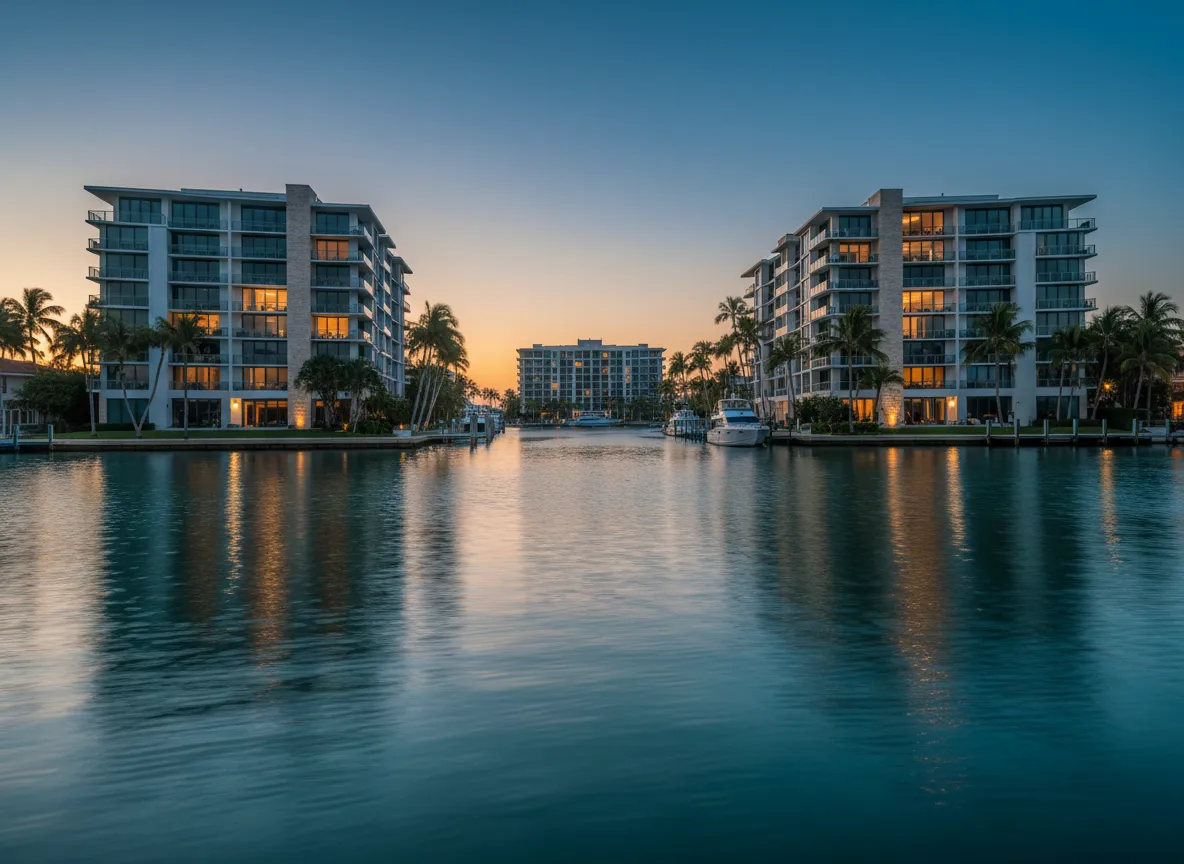 Luxury waterfront condos in Southwest Florida at sunset