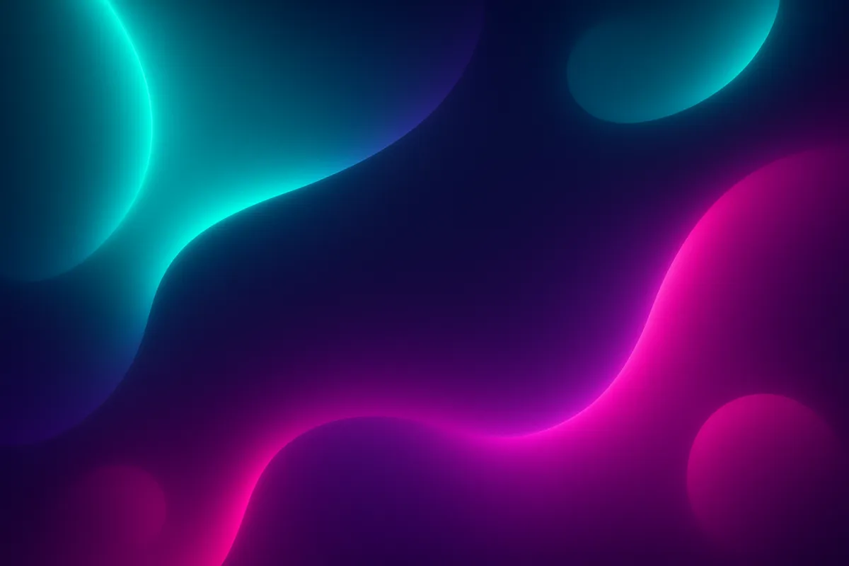 Decorative neon gradient artwork with oceanic teal and magenta highlights