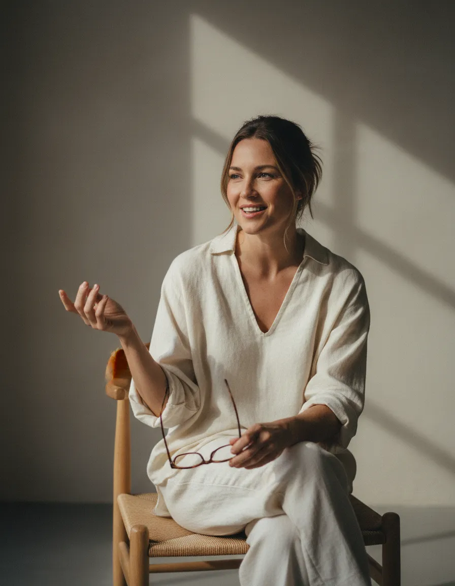 Woman holding glasses