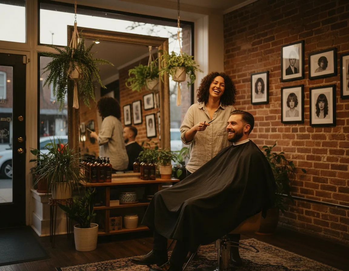 Local hair salon with happy clients