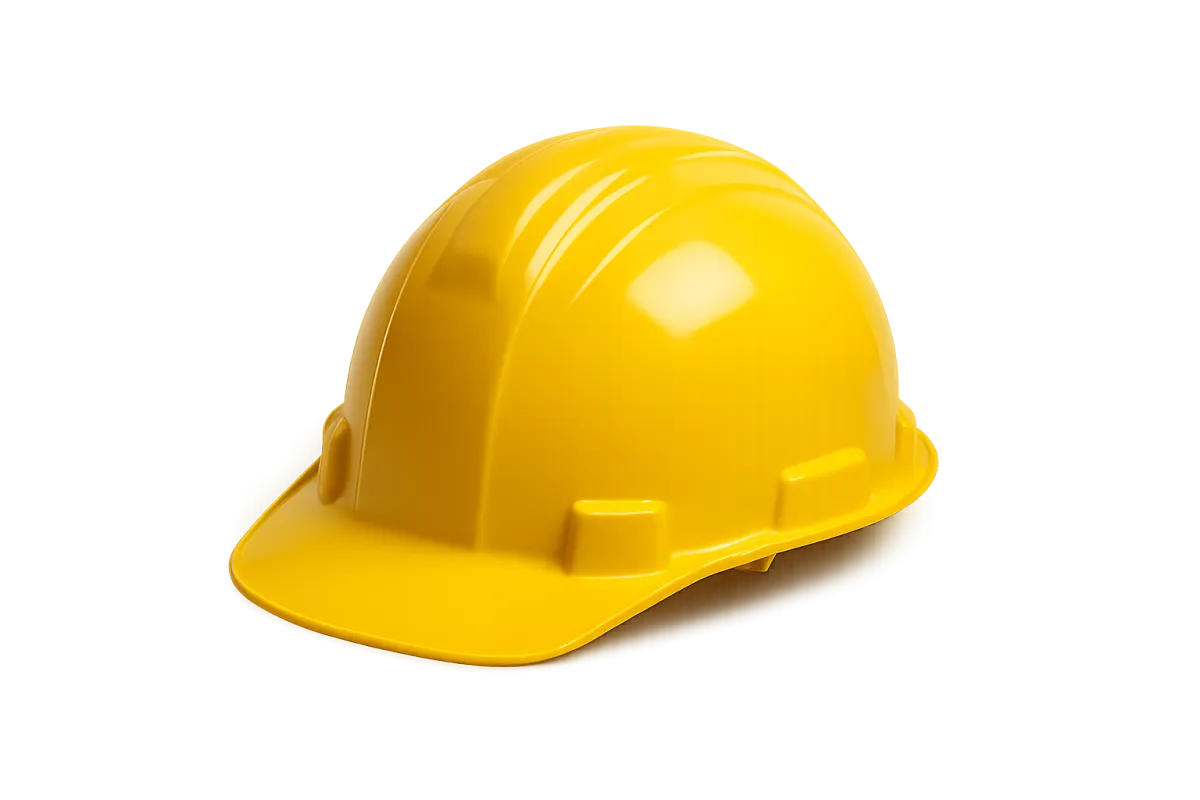 Construction hard hat representing coming soon