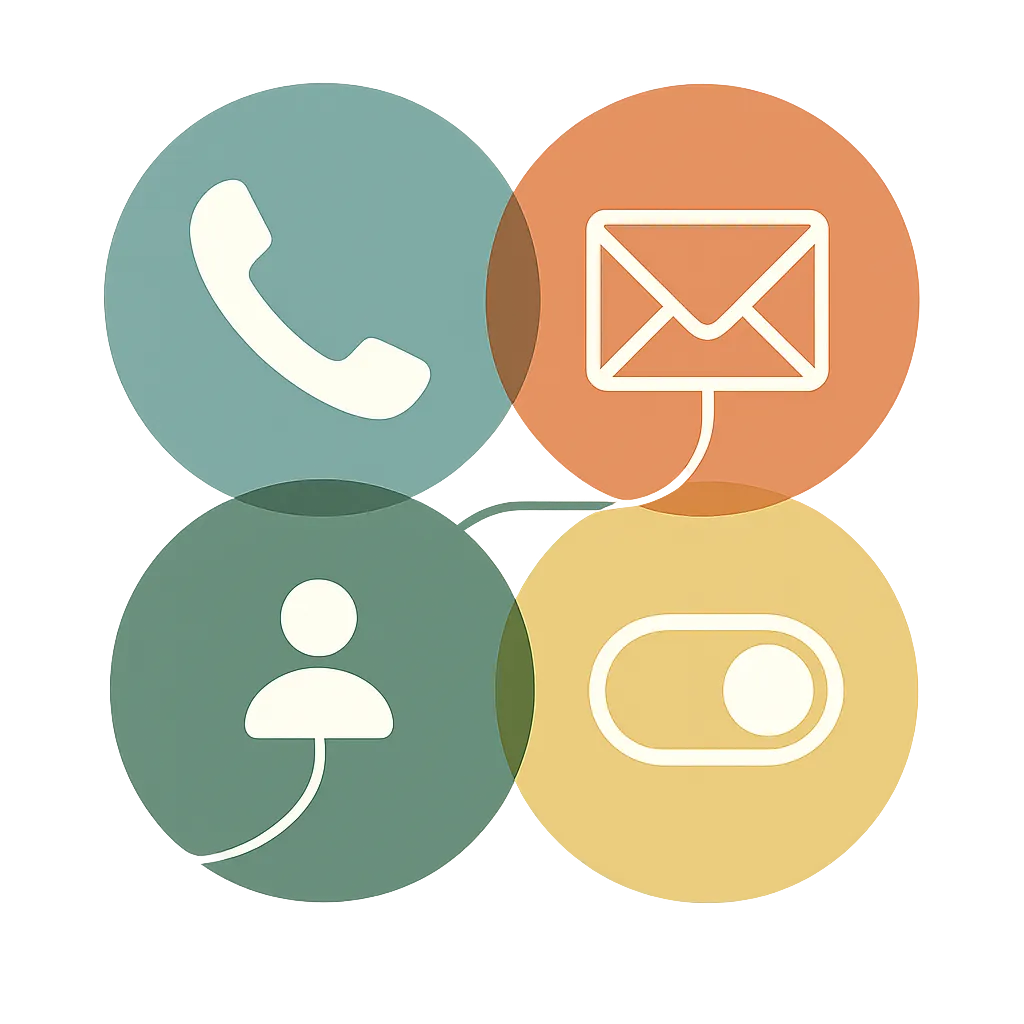 Abstract geometric vector illustration representing communication channels and user consent toggles