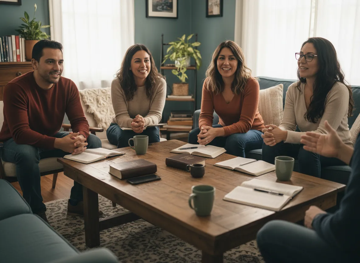 Grupo pequeño de parejas en una sesión en vivo