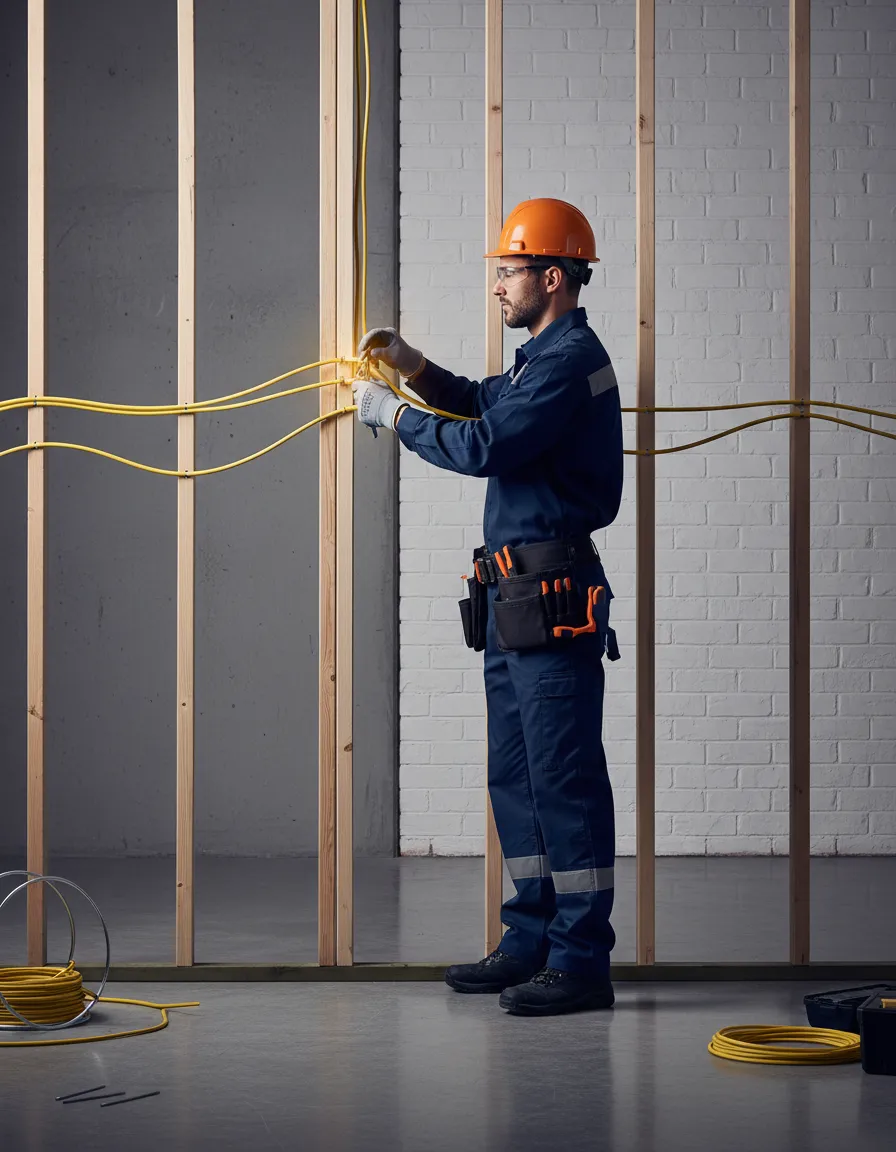 Electrician performing safe whole-home rewiring and remediation