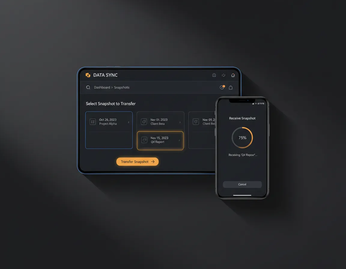 Snapshot Transfer Workflow UI Mockup