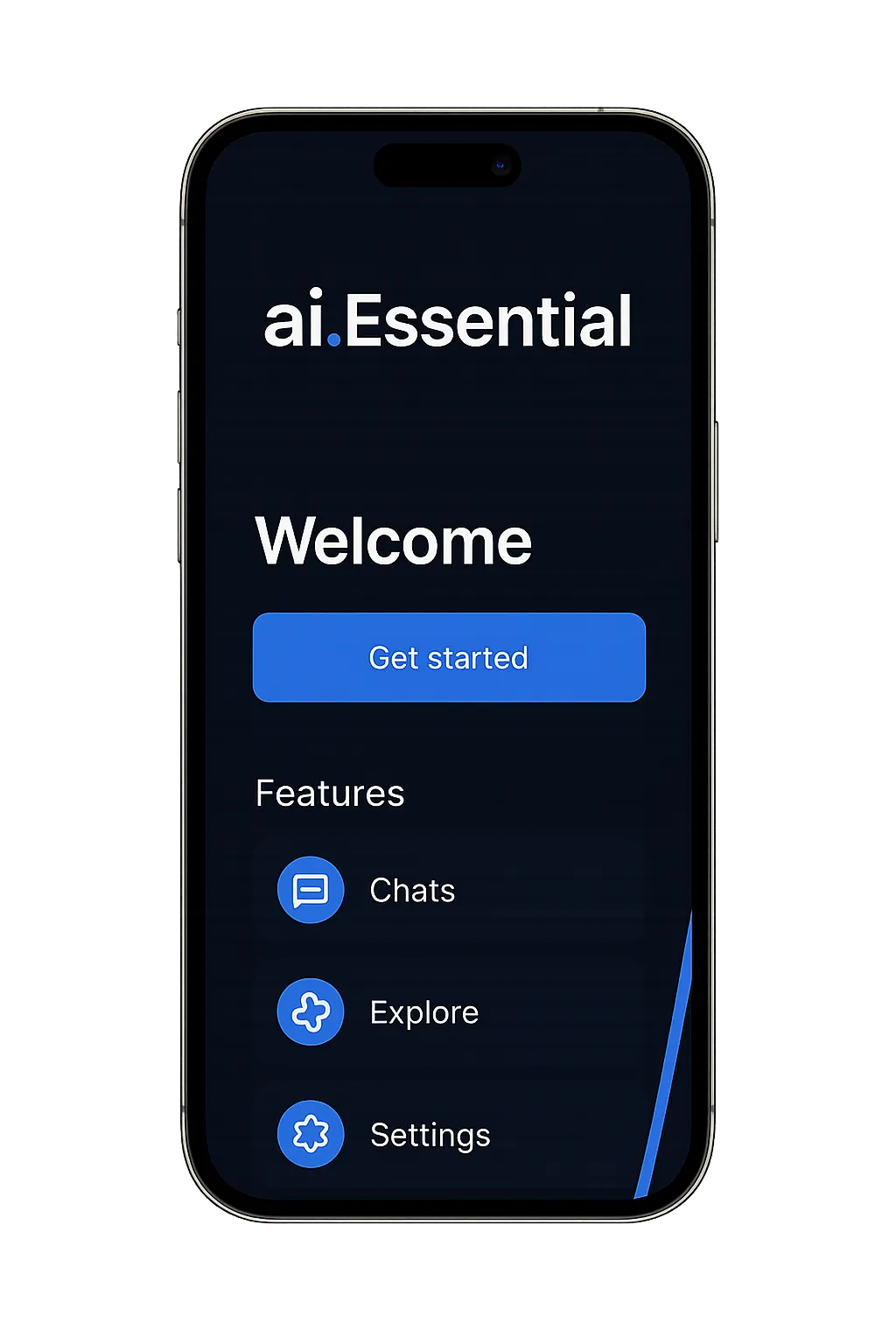 Sleek smartphone UI mockup displaying ai.Essential voice agent qualifying an inbound customer lead and booking appointment in real-time