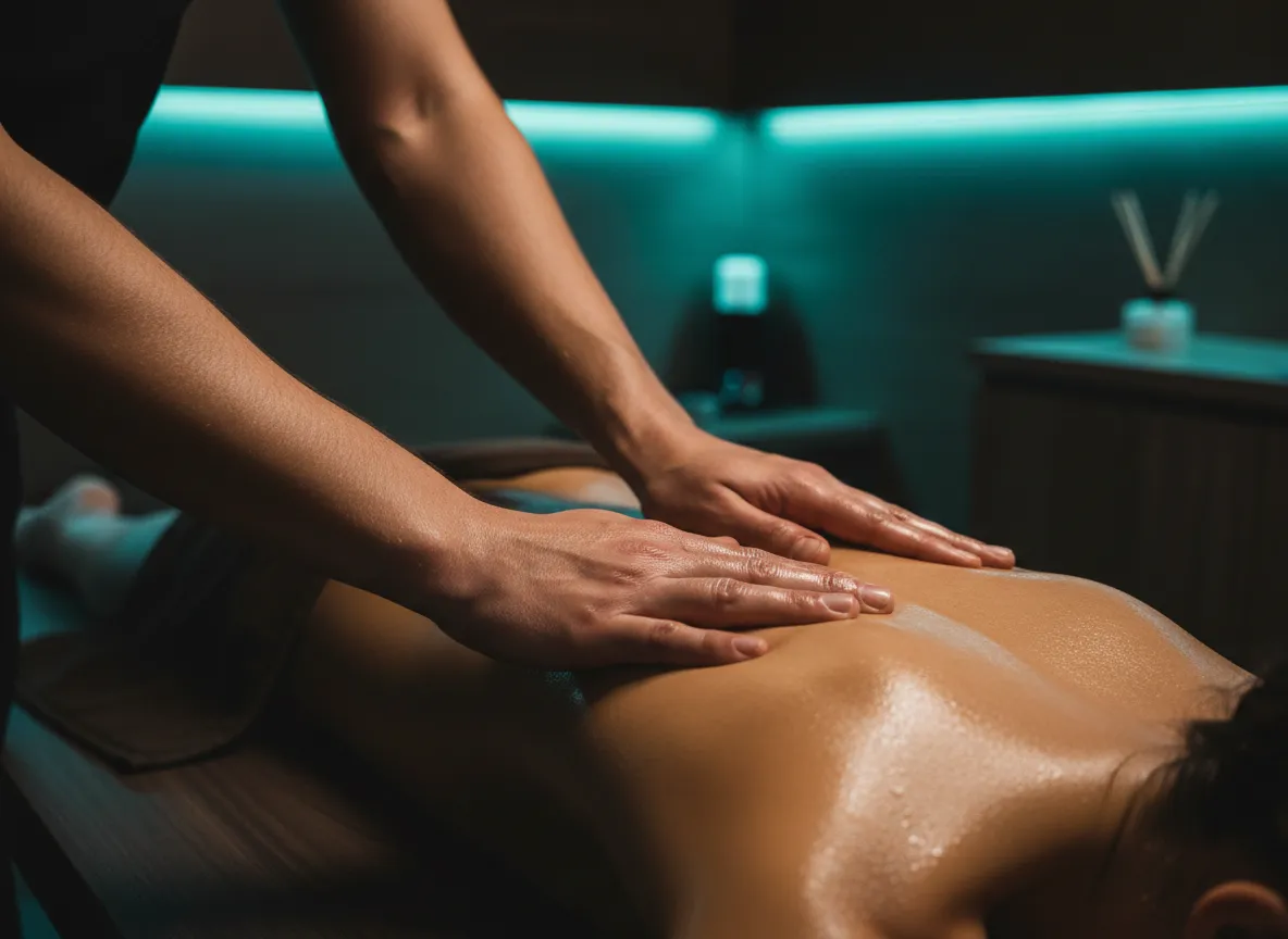 Massage therapist performing deep tissue work