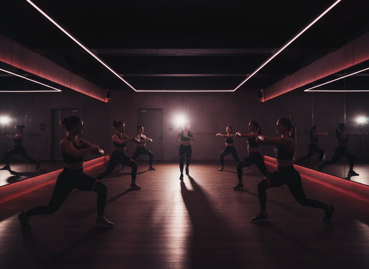 Clients warming up in a fitness class