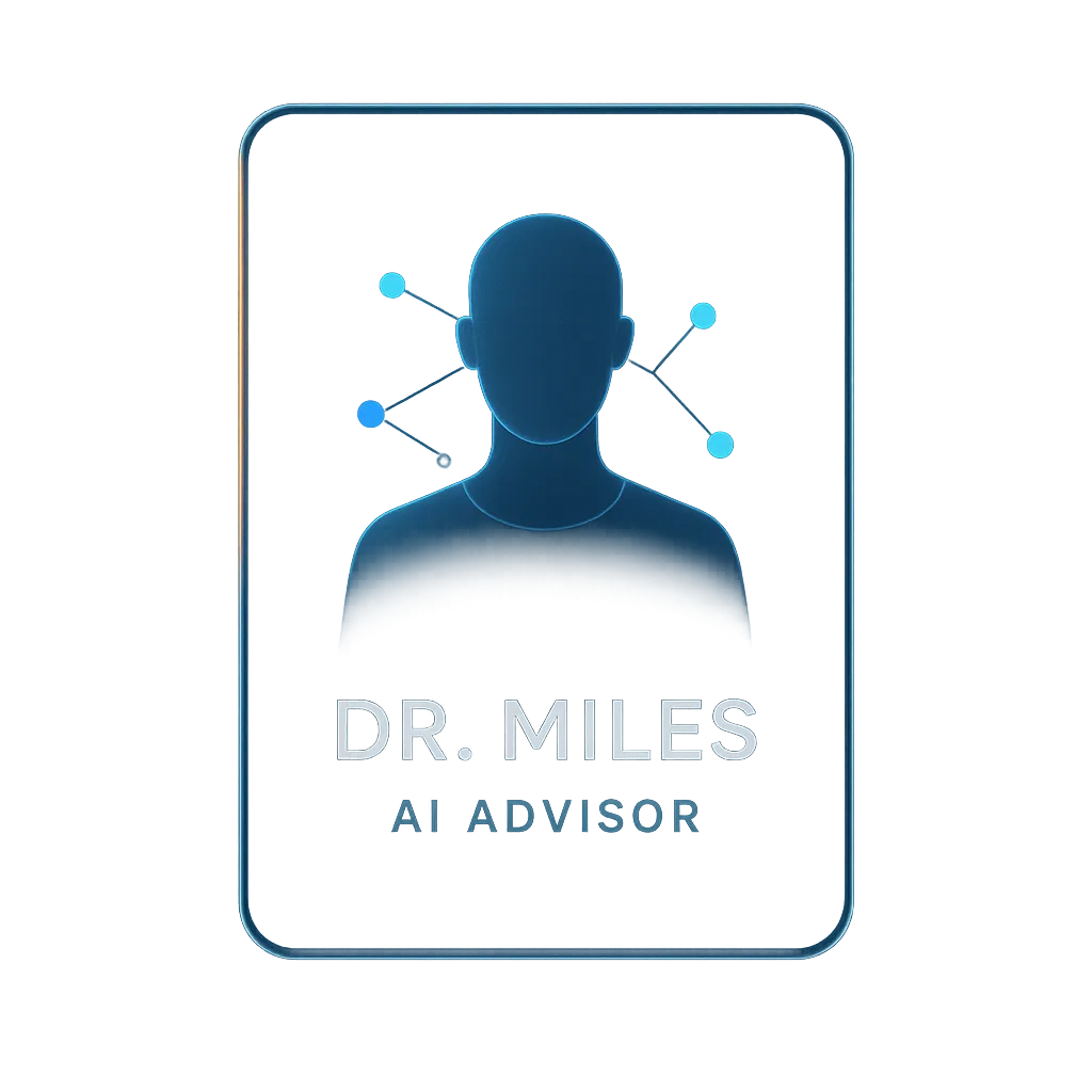 Dr. Miles Advisor Panel AI coach floating glass UI