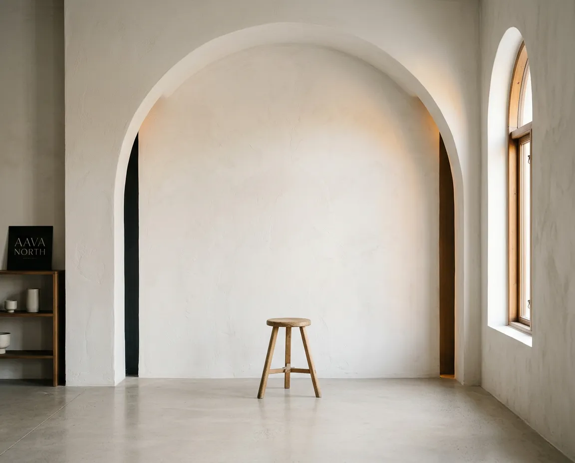 Aava North luxury studio interior with serene Nordic architecture and natural ambient light