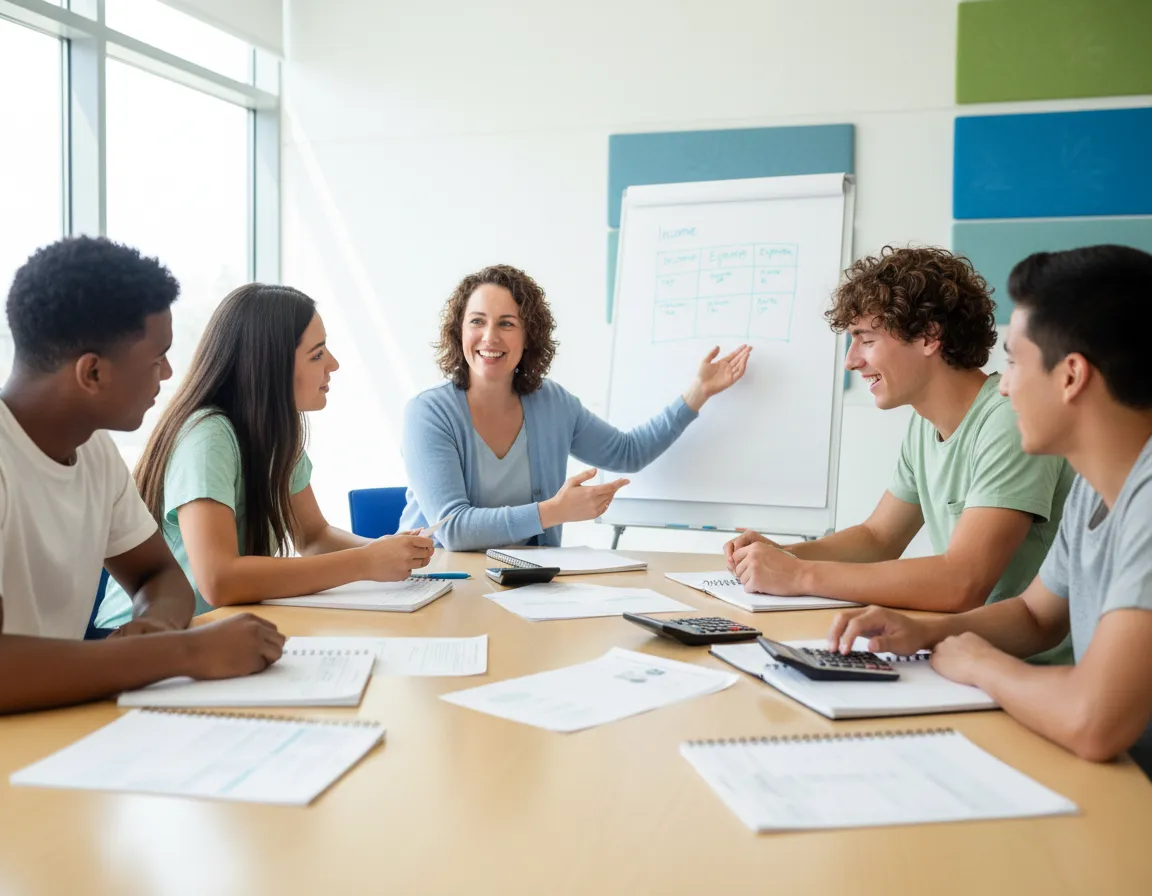 Young adults learning about budgeting and finance