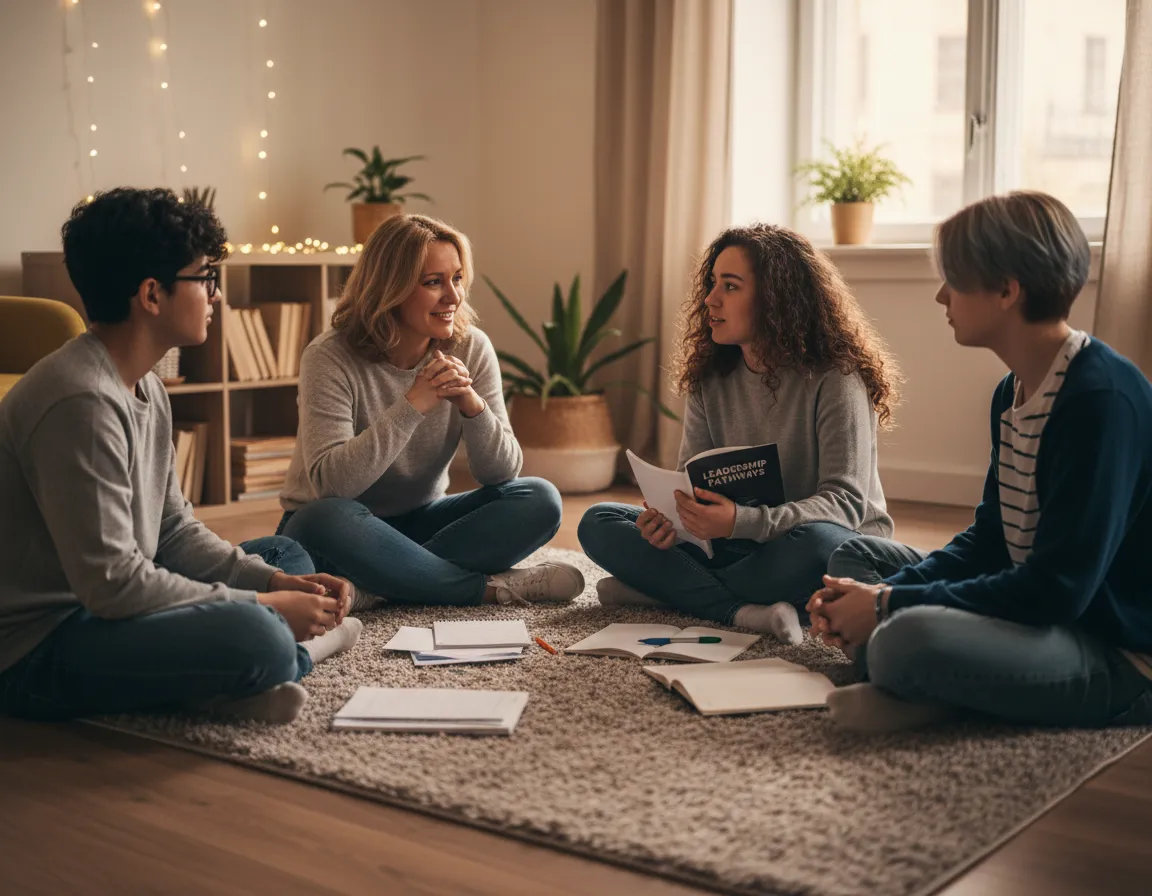 Mentor leading a small group of foster youth