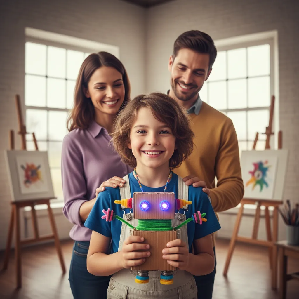 Confident child and proud parents