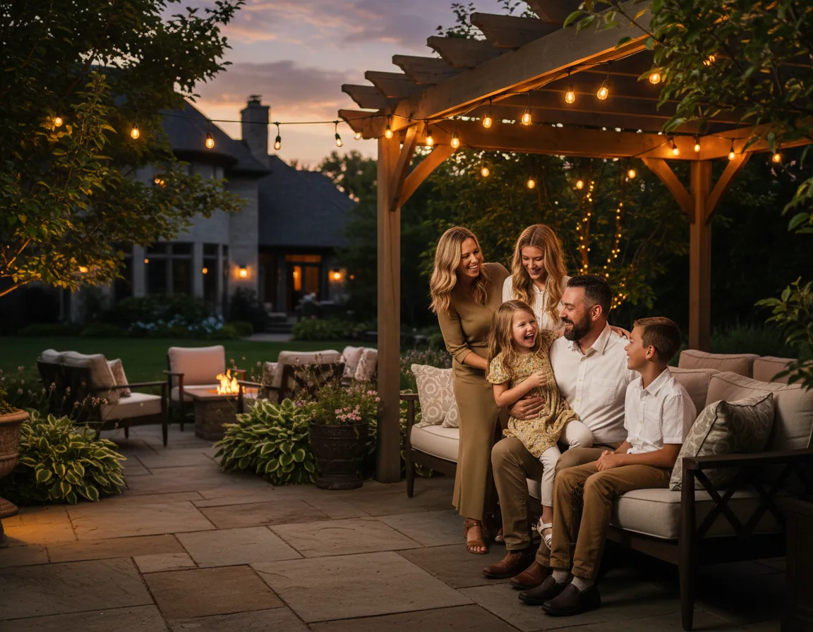Family enjoying a pest-free backyard in Oakland County